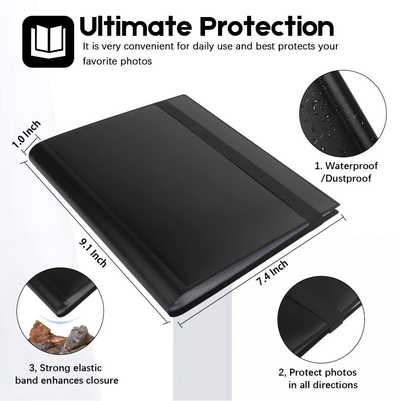 Aevdor Photo Album 6x8 Photos, 6x8 Photo Album Book Holds 64 Pictures, Art Portfolio Binder for 6 x 8 Pictures, Photo Albums for 6 x 8 Photos, 8x6 Sheet Protector Folder for Photos, Artwork, Drawings (Black) - Image 3